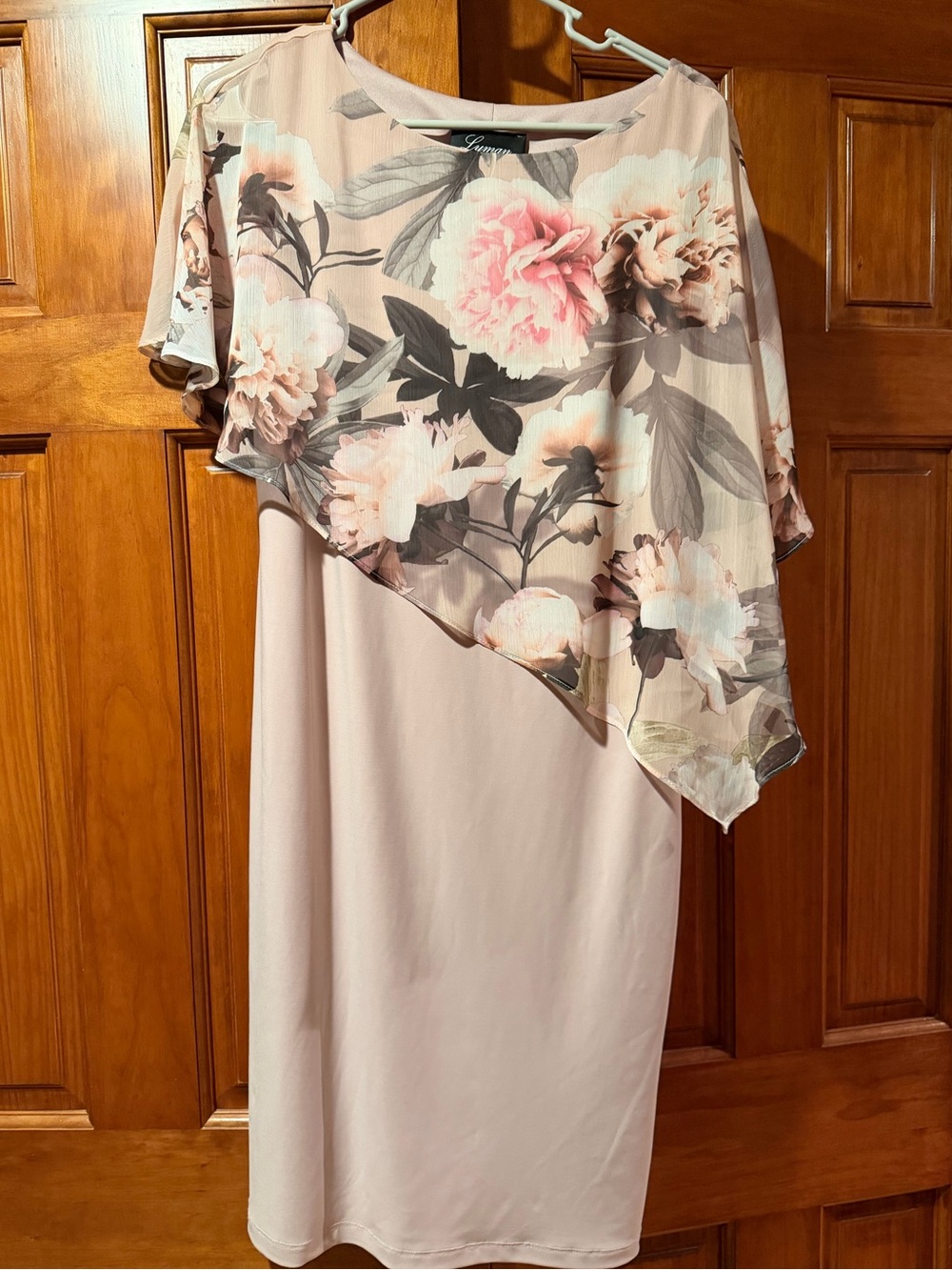 Frank Lyman Design Blush Pink Floral Overlay Maxi Dress